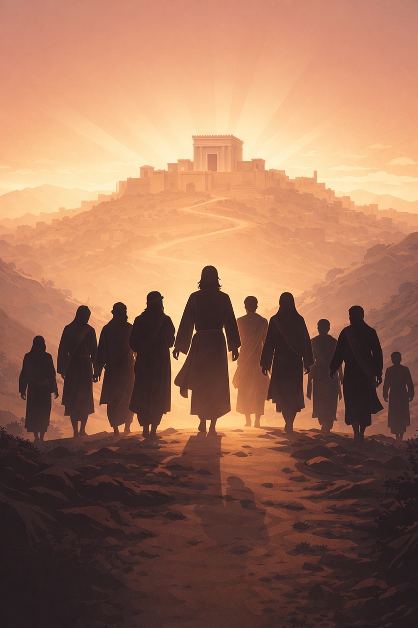 Jesus walking to Jerusalem