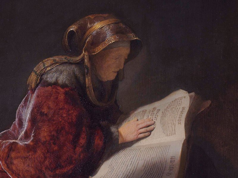 Rembrandt, Old Woman Reading, probably the Prophetess Anna