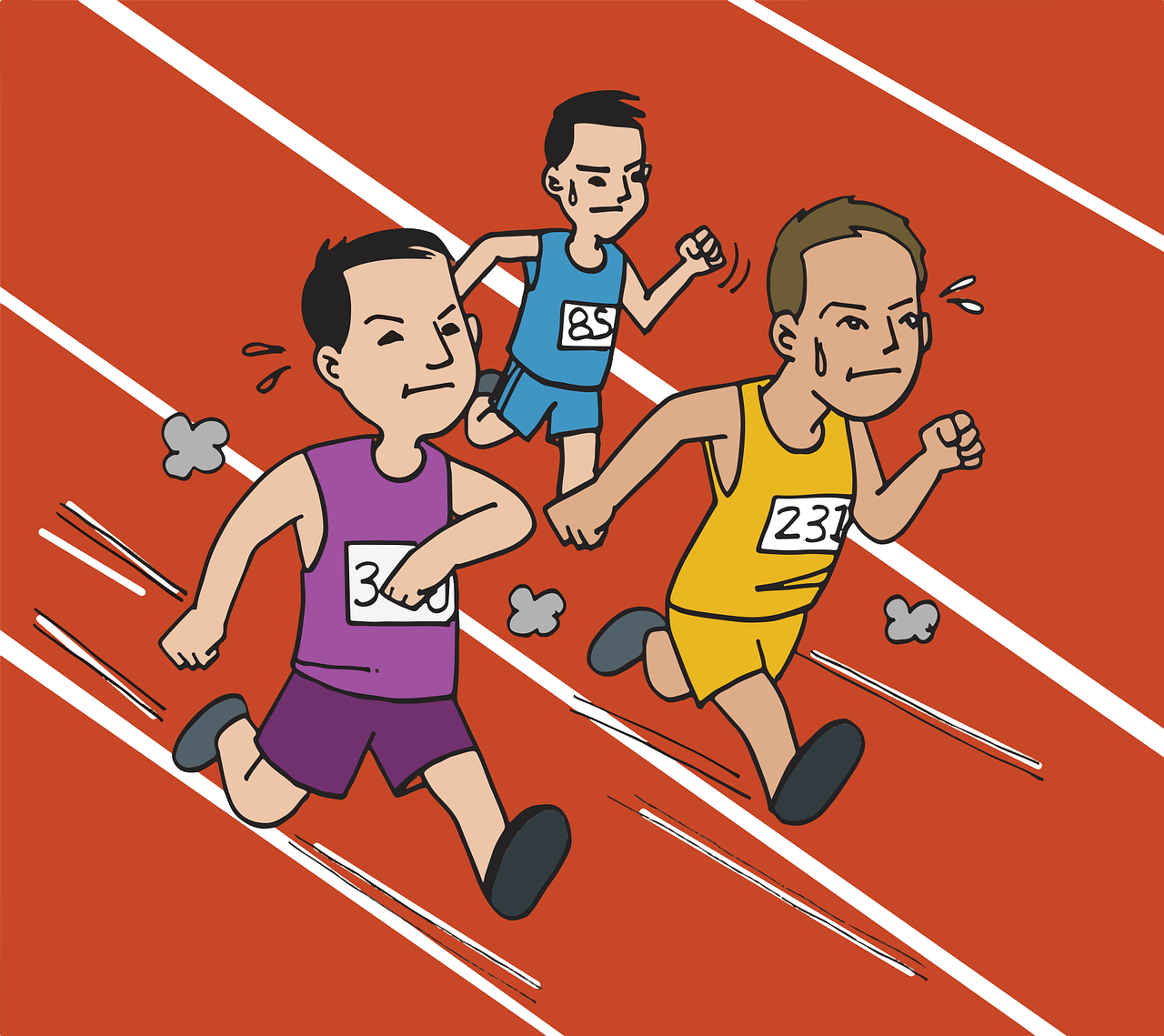 Cartoon Men Running a Race