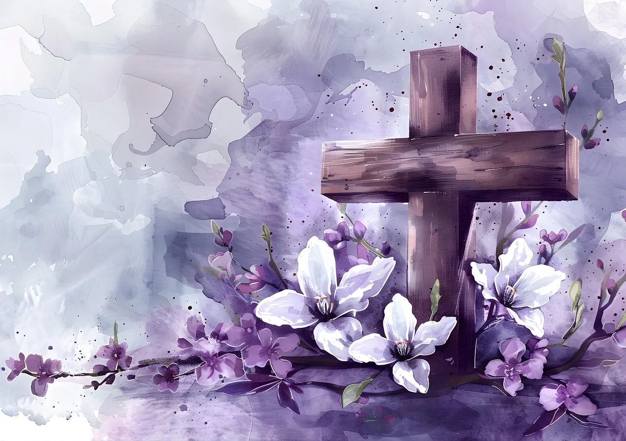 Purple Flowers By Cross
